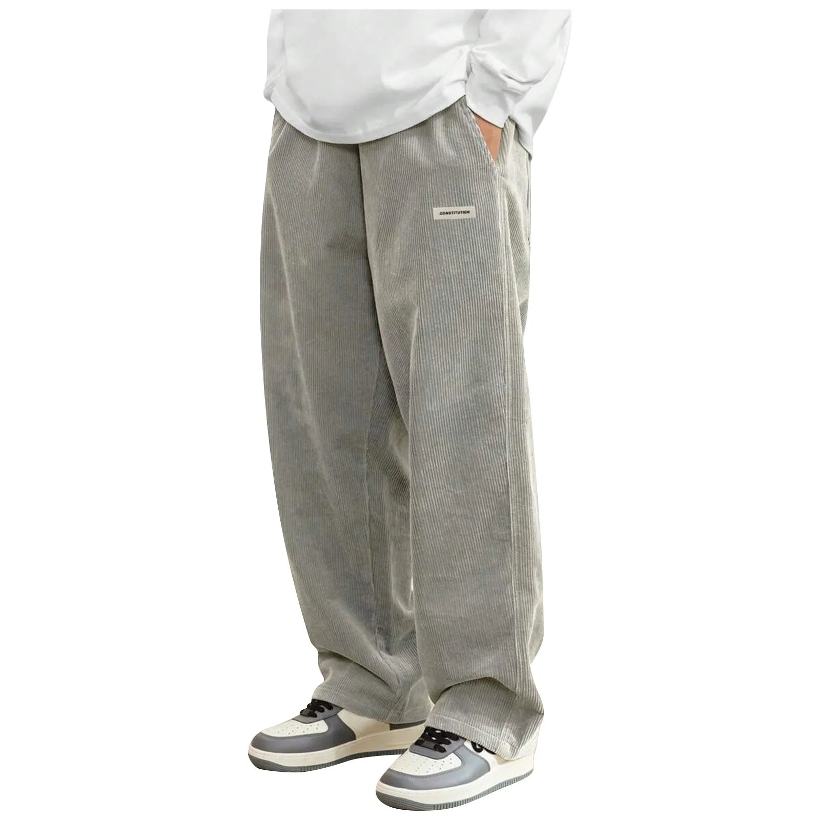 Men's Corduroy Sweatpants Loose-Fit Casual Trousers Baggy Hosen Regular Length Men's Cargo Pants Women's